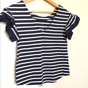 Womens Blue & White Stripe Blouse Sz S